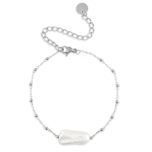 Bracelets en acier inox perles Argent&eacute;