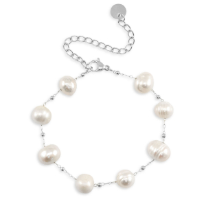 Bracelets en acier inox perles Argent&eacute;
