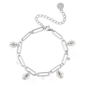 Bracelets en acier inox perles Argent&eacute;