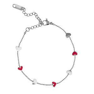 Bracelets en acier Inox coeurs Argent&eacute;