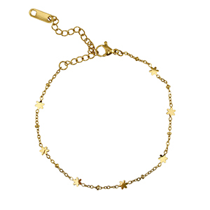Bracelets en acier Inox fleur Dor&eacute;