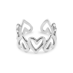 Bagues en acier Inox coeur Argent&eacute;