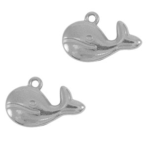Breloques en acier Inox baleine Argent&eacute;