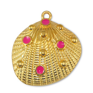 Breloques en m&eacute;tal DQ coquille Fuchsia-Dor&eacute; (sans nickel)