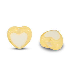 Perles acryliques c&oelig;ur Jaune-blanc