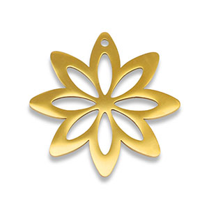 Breloques en acier Inox fleur Dor&eacute;