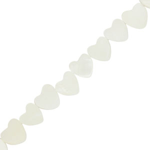 Perles coquillage c&oelig;ur Blanc cass&eacute;