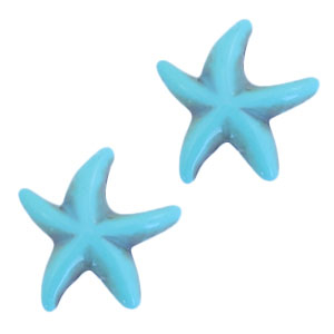 Perles en c&eacute;ramique turquoise &eacute;toile de mer bleu turquoise