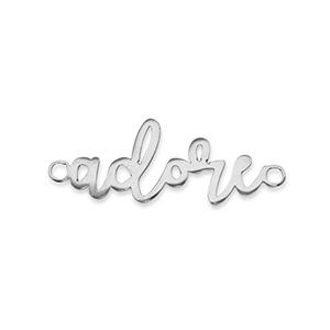 Breloques en acier Inox connecteur ''adore'' Argent&eacute;