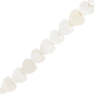 Perles coquillage c&oelig;ur Blanc cass&eacute;