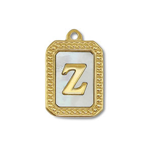 Breloque en acier Inox coquille lettre Z Dor&eacute;-blanc (couleur naturelle)