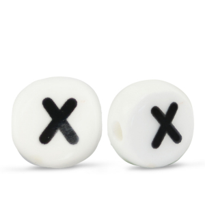 Perles lettres en c&eacute;ramique X Blanc-noir