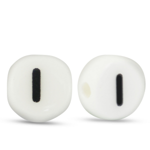 Perles lettres en c&eacute;ramique I Blanc-noir