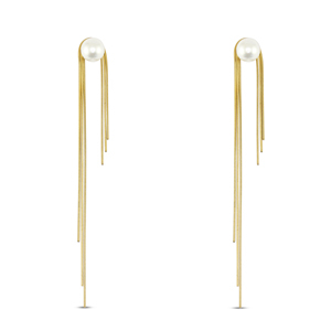 Boucles d'oreilles / puces en acier Inox avec imitations perles Dor&eacute;