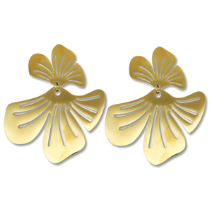 Boucles d'oreilles / puces en acier Inox fleur Dor&eacute;