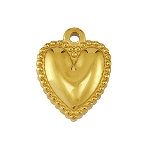 Breloques en acier Inox coeur Dor&eacute;