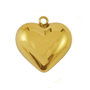 Breloques en acier Inox coeur Dor&eacute;