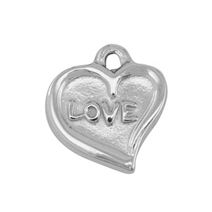 Breloques en acier Inox coeur Argent&eacute;