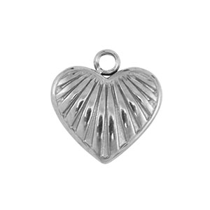 Breloques en acier Inox coeur Argent&eacute;
