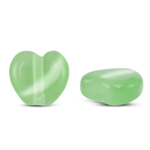 Perles en verre Oeil de chat coeur Vert clair