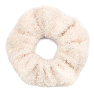 Chouchou pour cheveux polaire peluche Beige cr&egrave;me