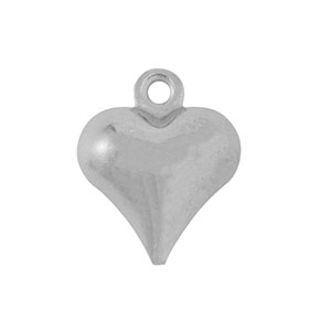 Breloques en acier Inox coeur Argent&eacute;