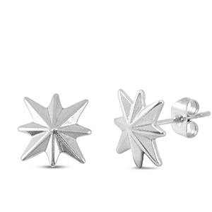 Boucles d'oreilles / puces d&rsquo;oreilles en acier Inox &eacute;toile Argent&eacute;