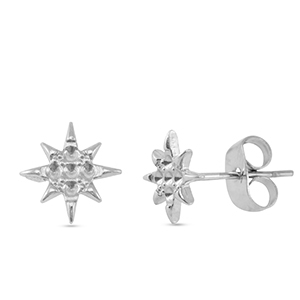 Boucles d'oreilles / puces d&rsquo;oreilles en acier Inox &eacute;toile Argent&eacute;