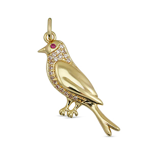 M&eacute;tal TQ laiton breloques zirconium oiseau Dor&eacute;