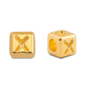 Perles alphabet en m&eacute;tal DQ X Dor&eacute; (sans nickel)