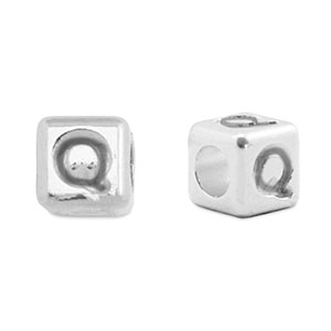 Perles alphabet en m&eacute;tal DQ Q Argent&eacute; antique (sans nickel)