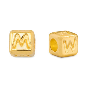 Perles alphabet en m&eacute;tal DQ M/W Dor&eacute; (sans nickel)