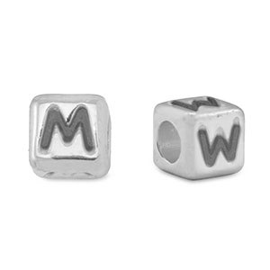 Perles alphabet en m&eacute;tal DQ M/W Argent&eacute; antique (sans nickel)