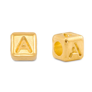 Perles alphabet en m&eacute;tal DQ A Dor&eacute; (sans nickel)