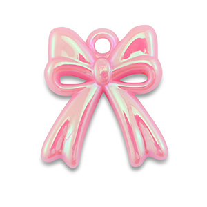 Breloques acrylique n&oelig;ud Rose clair-pearl shine coating
