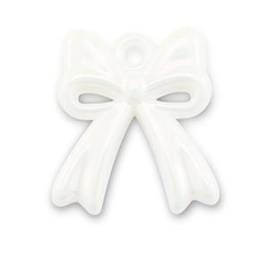 Breloques acrylique n&oelig;ud Blanc-pearl shine coating