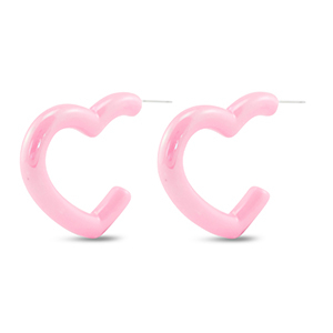 Boucles d'oreilles tendance coeur Rose clair-pearl shine coating