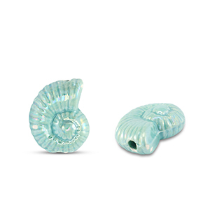 Perles en c&eacute;ramique DQ grecque coquille Bleu turquoise