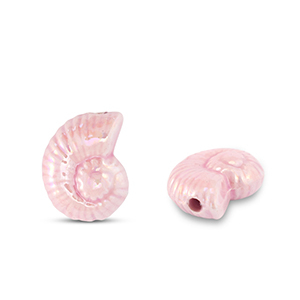Perles en c&eacute;ramique DQ grecque coquille Rose b&eacute;b&eacute;