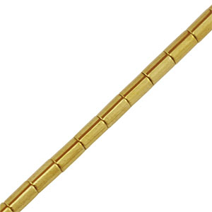 Perles h&eacute;matites tube 5mm Dor&eacute;