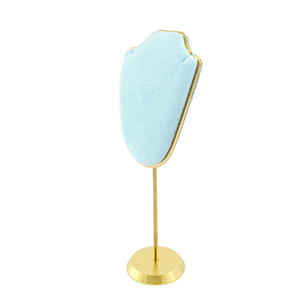Pr&eacute;sentoir bijoux buste pour colliers Bleu glacier-dor&eacute;