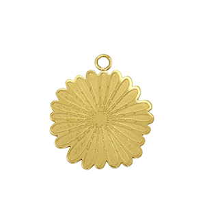Breloques en acier Inox fleur Dor&eacute; /