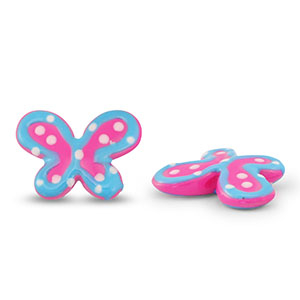 Perles acryliques papillon Rose-bleu-blanc