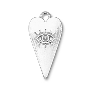 Breloques en m&eacute;tal coeur Oeil porte-bonheur Argent&eacute;