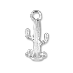 Breloques en m&eacute;tal cactus Argent&eacute;
