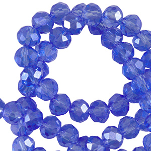 Perles &agrave; facettes 6x4mm disque Heishi Bleu royal transparent