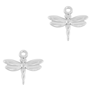 Breloques en acier Inox libellule Argent&eacute;
