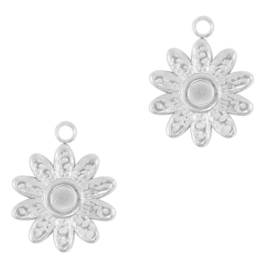Breloques en acier Inox tournesol Argent&eacute;