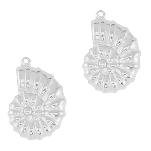 Breloques en acier Inox coquille de mer Argent&eacute;
