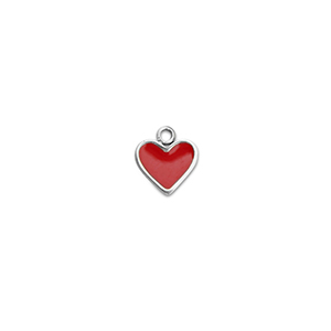Breloques en acier Inox coeur Argent&eacute;-rouge